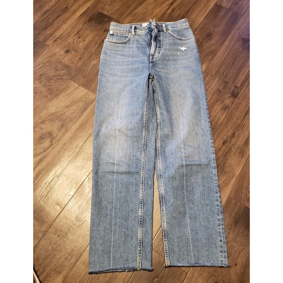 Everlane Women's  " The Way High" Raw Edge Hem Blue Jeans Zip Sz 25R - Picture 1 of 8